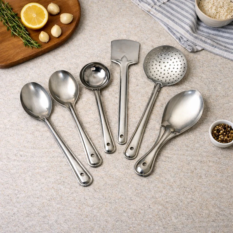 Elegant Silver Steel Kitchen Tools - Set Of Six
